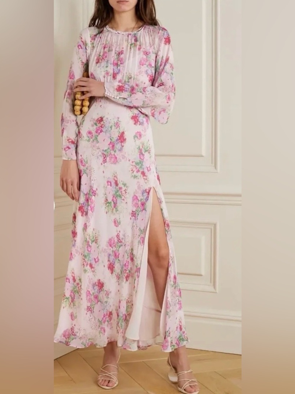 LoveShackFancy Pink Floral Evening dress **Slit closed up until the knee. worn1x
